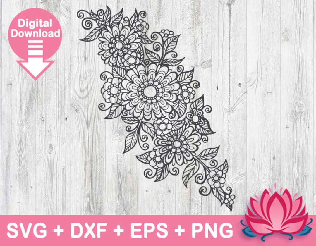 Gerber Daisy Svg Mandala Svg Flower Cut File Svg Dxf Eps Png Zentangle