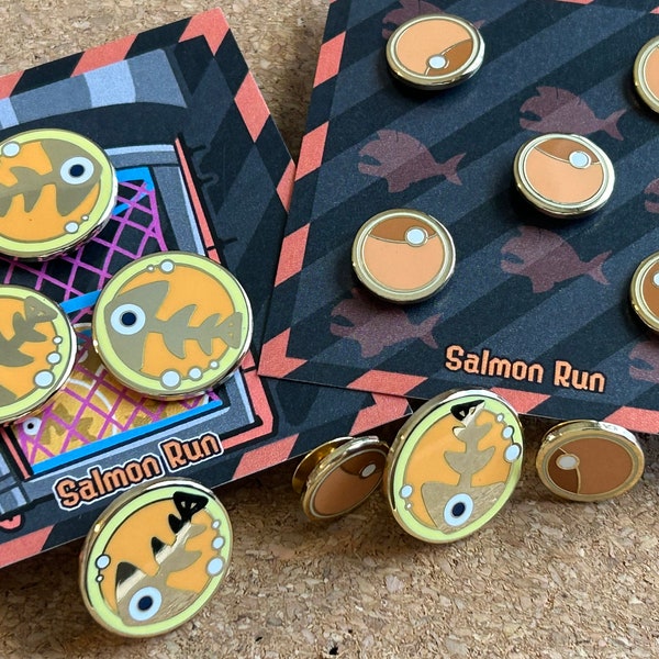 SALMON RUN Enamel Pins Badges