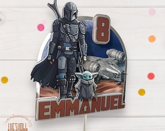 Mandalorian Cake Topper | Mandalore Cake Topper 3D |  starwars Birthday | cake the child Party Decor | Star Wars  Party themed