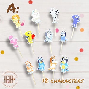 Blue cupcake Topper | cupcake Blue Birthday | cake Blue Party Decor | Bingo Party | Blue Dog Theme