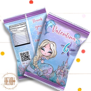 Mermaid chip bags | Little mermaid party favors | Under the sea birthday | Mermaid party decor |  Party Favor | Little Mermaid Theme