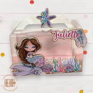 Mermaid Favor boxes | Mermaid party favors | Mermaid birthday| Mermaid party decor | Mermaid Party Favor | Mermaid Theme | Clear Gable Box