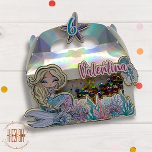 Mermaid Favor boxes | Mermaid party favors | Mermaid birthday| Mermaid party decor | Mermaid Party Favor | Mermaid Theme | Shaker Gable Box