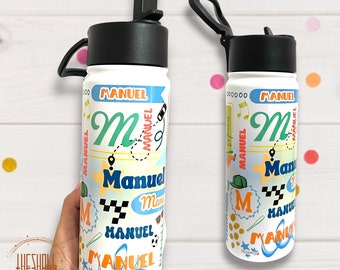 Personalized Kids Water Bottle | Custom Toddler Tumbler with Name | Children Back-to-School Thermos | Stainless Steel Cup for Girls and Boys