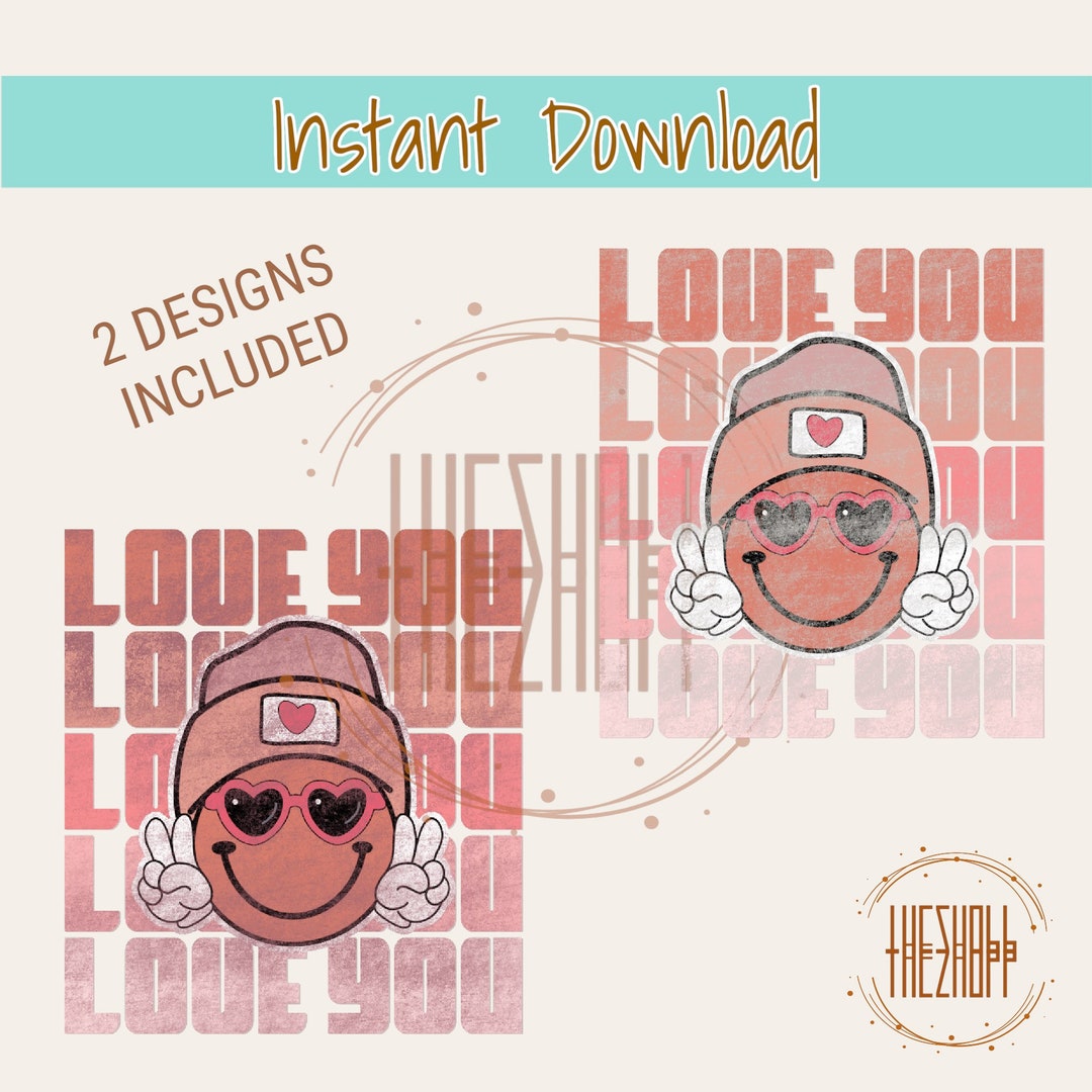 Love You Png | Smiley Face Png | Retro Style Valentine Png | Valentine ...