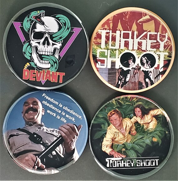 Toxic Avenger 1" Pinback Buttons or Magnets set of 4 