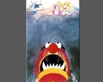 MUPPET JAWS, Fridge Magnet, Button, Miss Piggy, Animal, Jim Henson, Muppets, Parody