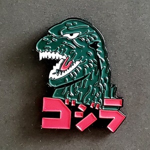 GODZILLA, enamel pin, king of monsters, mothra, cheeky, humor, by Ba Ba Buttons