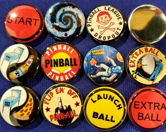 Pinball Button Collection 1, bally, Williams, stern, blackhole, mad magazine, Alfred e Neuman by Ba Ba Buttons