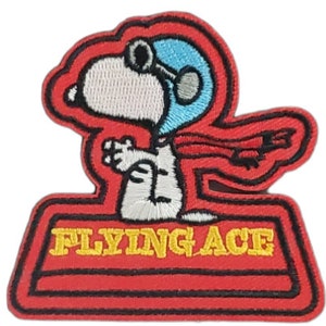 Snoopy Embroidered Patch, flying ace, charlie brown, red baron, peanuts, punk patch, iron on by Ba Ba Buttons