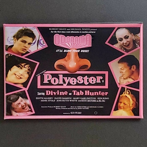 POLYESTER Movie, Fridge Magnet, Button, Best of the Worst, Drag Queen, John Waters, Divine, Tab Hunter, lgbtq, by Ba Ba Buttons