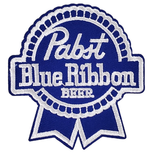 Pabst Blue Ribbon Embroidered Patch, PBR beer, Milwaukee, American Lager, punk patch, iron on by Ba Ba Buttons