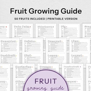 Printable Fruit Growing Guide | 50 Illustrated Cards | Editable Garden Planner | Instant Download