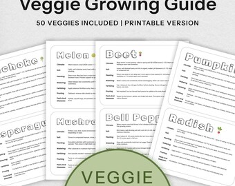Vegetable Growing Guide Flashcards – Watercolor Garden Planner (Digital Download)