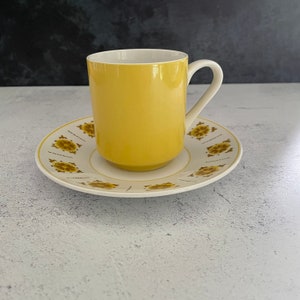 Vintage 1960&#39;s Mikasa Focus-Shape Yellow 2997 Cup and Saucer