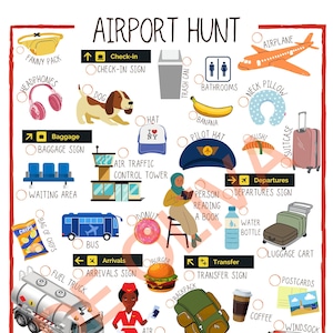 Airport scavenger hunt print for kids - Airport activities for children keep them playing and entertained and away from screens