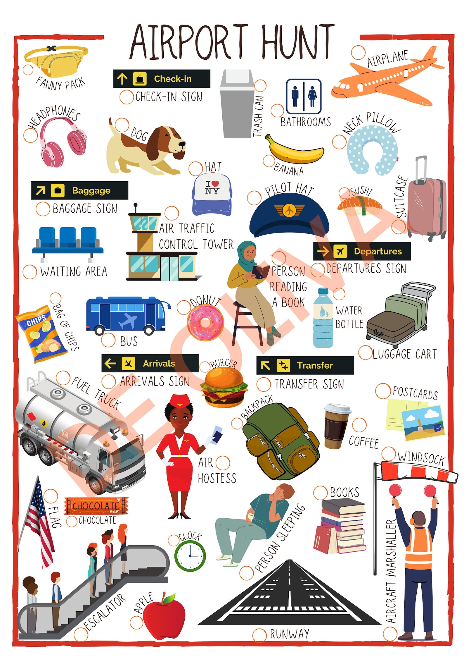 Airport Scavenger Hunt Print for Kids Airport Activities for Children