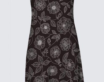 Flowers Classic Dress Black and White Print