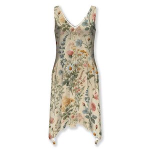 Flowers Asymmetrical Hem Dress