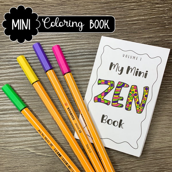 Calming Travel Coloring Book | Printable Mini Zen Coloring Book | Digital Download | Coloring Book to Print