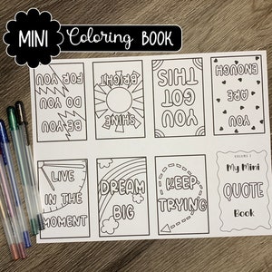 Inspirierendes Mini Malbuch | Buch mit Mini-Zitat | Druckbares Malbuch