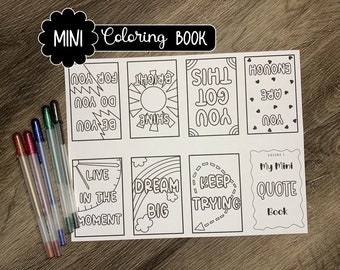 Inspirational Mini Coloring Book | Mini Quote Book | Printable Coloring Book