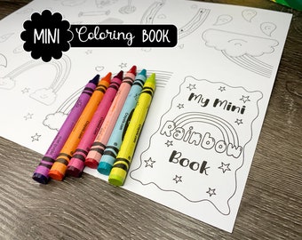 Rainbow Mini Coloring Book | Rainbow Birthday Party Favor Printable