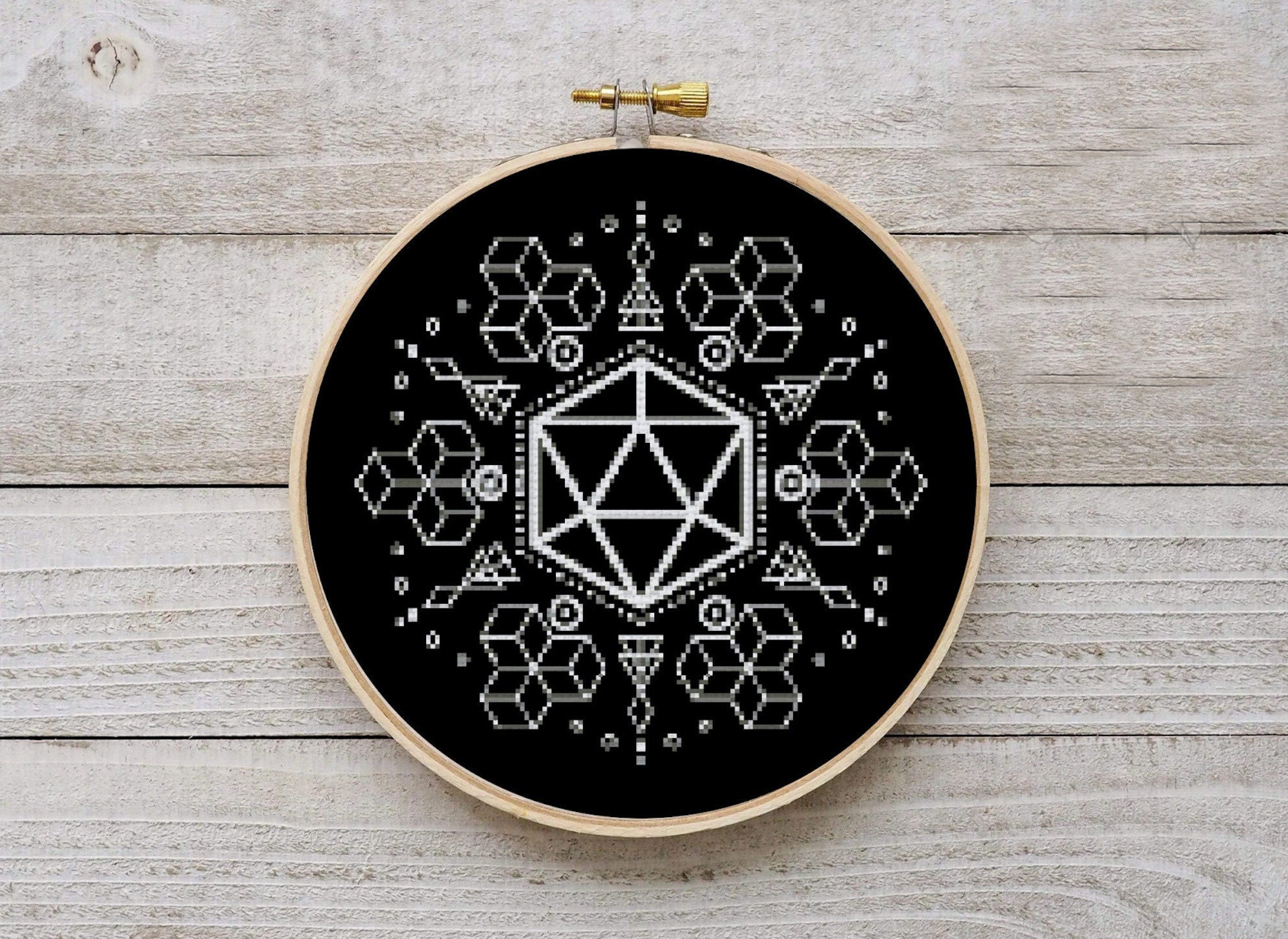 Geometric Dnd Dice Cross Stitch Pattern D20 Cross Stitch | Etsy