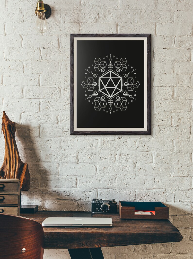 Geometric Dnd Dice Cross Stitch Pattern D20 Cross Stitch | Etsy Australia