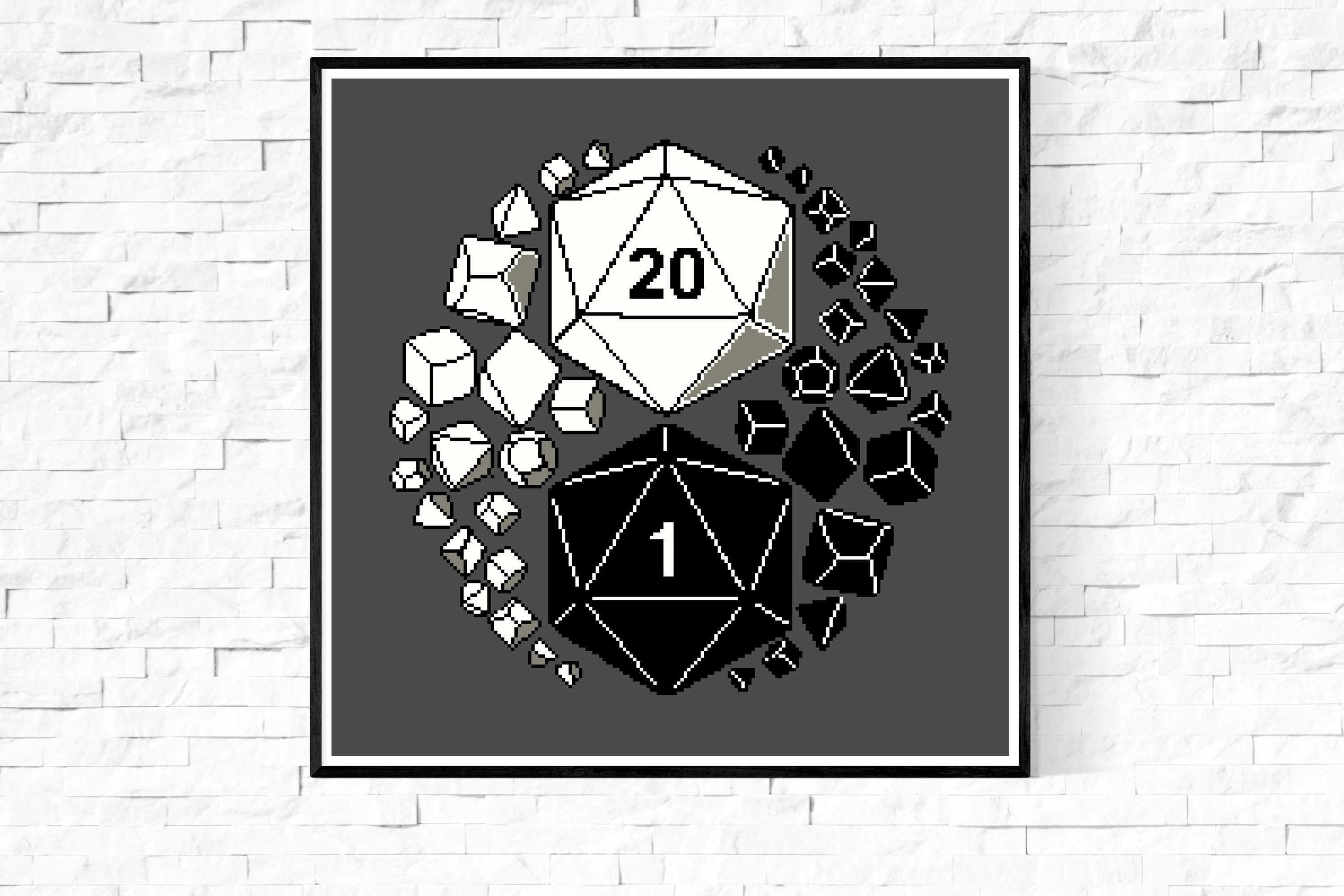 DnD Dice Cross Stitch Pattern D20 Cross Stitch Chart | Etsy