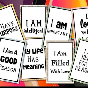 33 Positive Affirmations CARDS  (Includes 15 Additional Affirmations!) - Adults and Kids - DIGITAL PRINTABLE