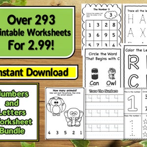 Numbers and Letters 293 Page Printable Worksheet Bundle