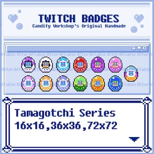 Limited sale 30pcs - Pixel Art 3 Sizes Subscription Badges for Twitch - Tamagotchi Set