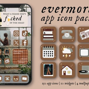 Evermore App Icons | 150 Icon Aesthetic Pack | iPhone or Android | Customize Home Screen