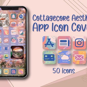 50 Cottagecore iOS 14 App Icons, Boho App Icons, Hippie iOS icons, iPhone or Android, Floral App Icons, Aesthetic Icon Bundle