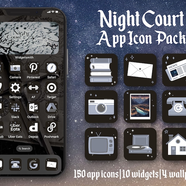 Night Court App Icons | 150 Icon Aesthetic Pack | iPhone or Android | Customize Home Screen