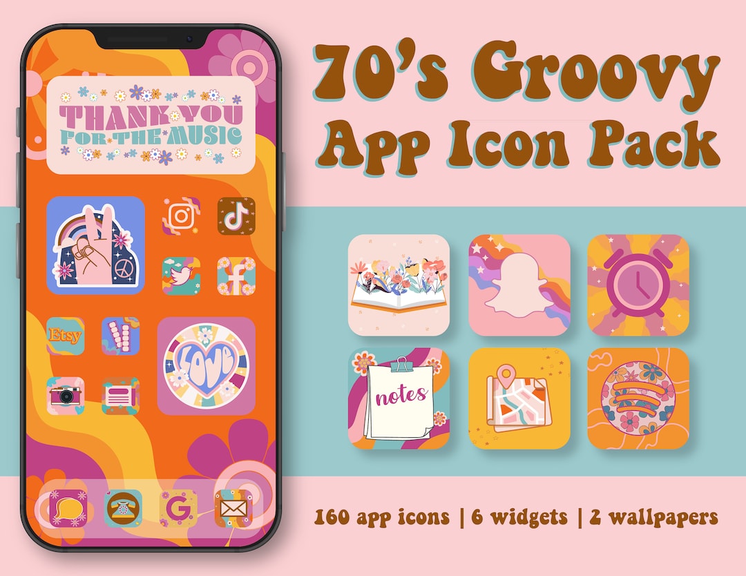 Groovy Ios 14 App Icons Boho App Icons Hippie Ios Icons - Etsy