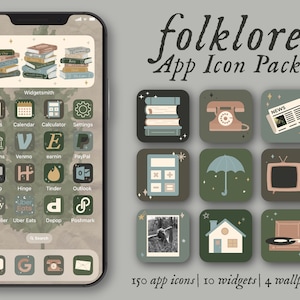 Folklore Aesthetic Themed App Icons | 150 Icon Aesthetic Pack | iPhone or Android | Customize Home Screen