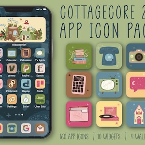 Cottagecore 2.0 Themed App Icons | 160 Icon Aesthetic Pack | iPhone or Android | Customize Home Screen
