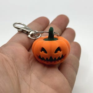 Pu&ograve; includere: Un portachiavi a forma di zucca arancione con un volto intagliato e un gambo verde. Il portachiavi ha un fermaglio argentato per attaccarlo a chiavi o borse. Un accessorio a tema Halloween.