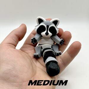 Unique Articulated Racoon with Trash can - Adorable Desk friend, Collectable Classic Medium