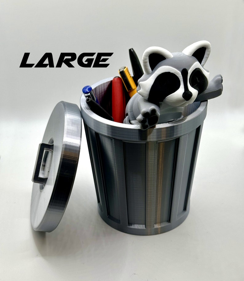 Unique Articulated Racoon with Trash can - Adorable Desk friend, Collectable image 9