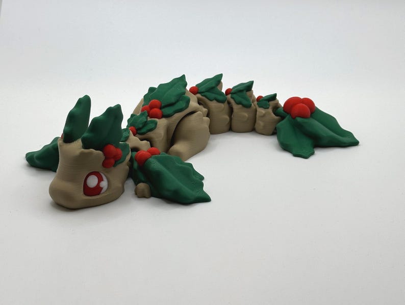 Unique Articulated Elemental Dragons - Desk Friend, Collectible Holly Dragon