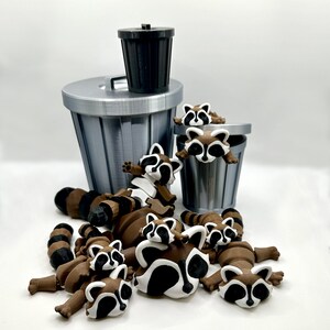 Unique Articulated Racoon with Trash can - Adorable Desk friend, Collectable image 2