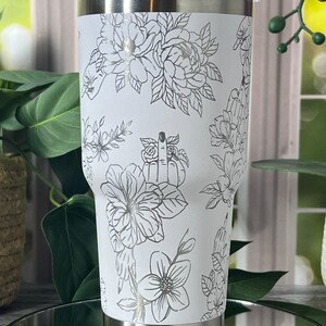 Floral F*ck Off Middle Fingers Laser Engraved 20oz / 30oz Tumbler With Slide Closure Lid, Custom Seamless Tumbler, Double Wall Insulated Cup