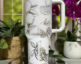 Oranges Citrus Laser Engraved Tumbler, 30oz or 40oz Insulated Stainless Steel Travel Cup