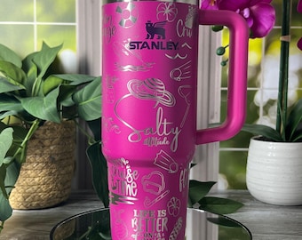 Cruise Vacation Summer Laser Engraved 40oz Tumbler with Handle Lid and Straw, Custom Engraved Seamless Tumbler, Double Wall Insulated Cup