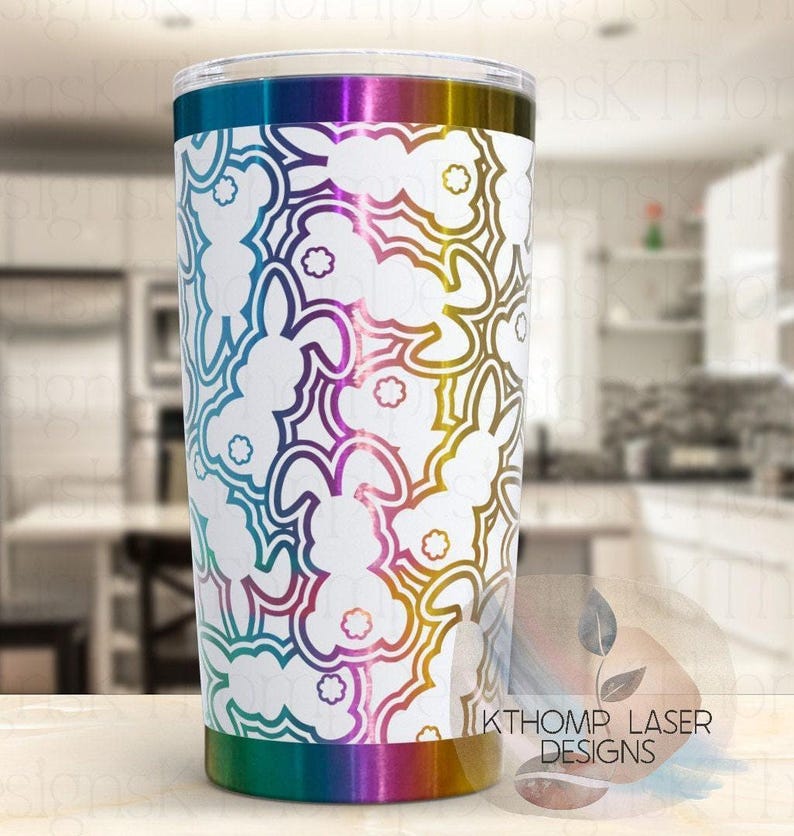 Laser Engraved Bunny Tumbler, Seamless Design, Double Wall Insulated, 20oz/30oz image 2