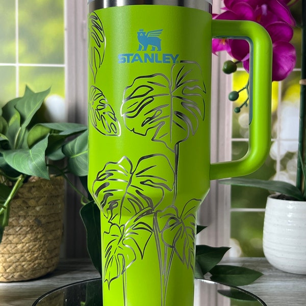 Laser Engraved Monstera Aloha Seal Flask