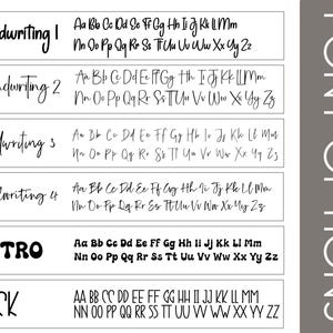 a collection of handwritten font styles and blocks, each with a unique design and size. The fonts vary in size and complexity, ranging from simple to more intricate. The image is not a single image but rather a collage of multiple images showcasing different font styles and blocks. The text in the image is not too long, and it focuses on the individual fonts and blocks rather than describing each one individually.